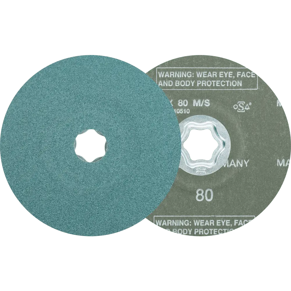 Produktfoto 1 von PFERD TOOLS COMBICLICK Zirkon Fiberscheibe Ø 125 mm Z80 für hohen Abtrag auf Stahl, 25 Stk.