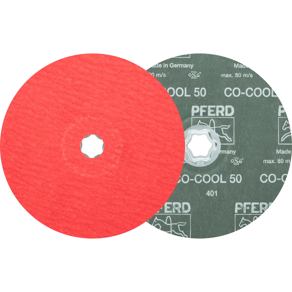 Produktfoto 1 von PFERD TOOLS COMBICLICK Keramikkorn Fiberscheibe Ø 180mm CO-COOL50 für Edelstahl, 25 Stk.