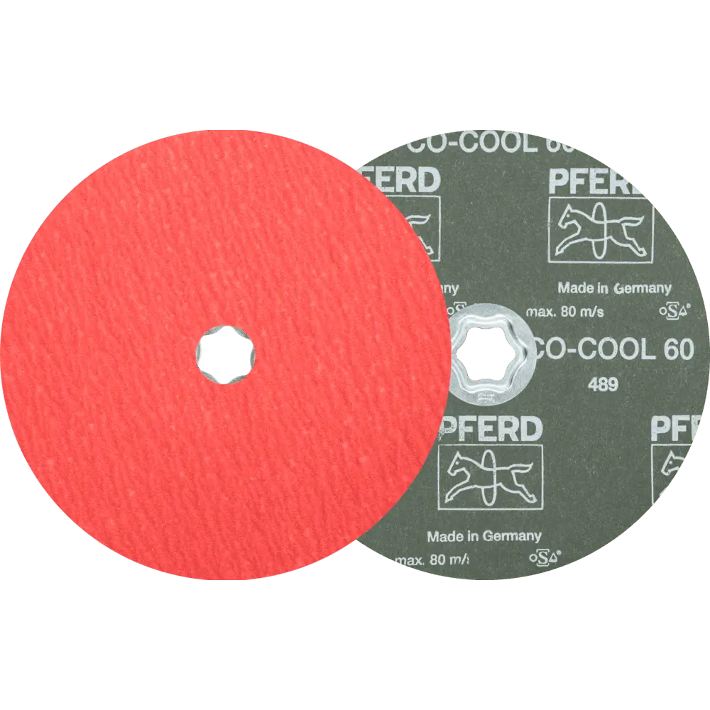 Produktfoto 1 von PFERD TOOLS COMBICLICK Keramikkorn Fiberscheibe Ø 180mm CO-COOL60 für Edelstahl, 25 Stk.