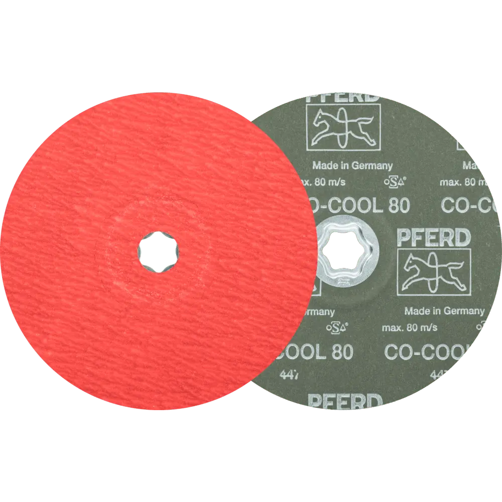 Produktfoto 1 von PFERD TOOLS COMBICLICK Keramikkorn Fiberscheibe Ø 180mm CO-COOL80 für Edelstahl, 25 Stk.