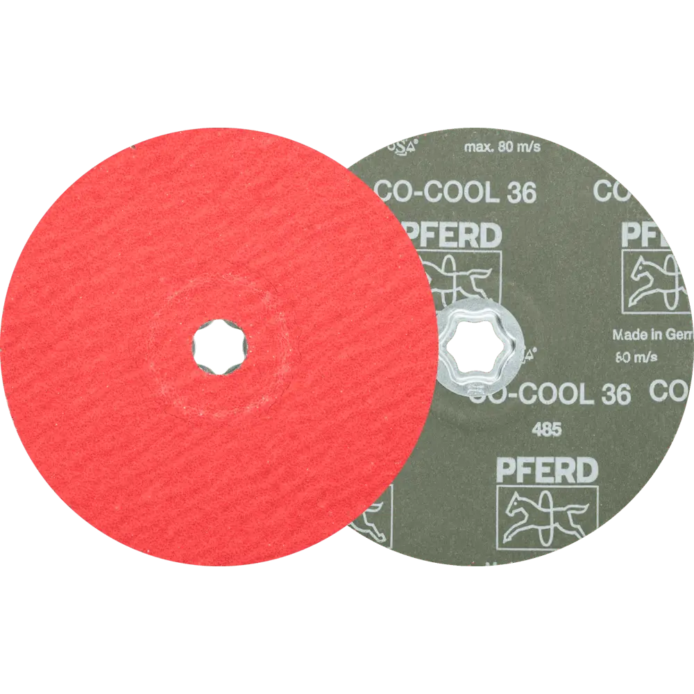 Produktfoto 1 von PFERD TOOLS COMBICLICK Keramikkorn Fiberscheibe Ø 180mm CO-COOL36 für Edelstahl, 25 Stk.