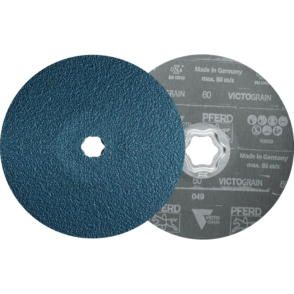 Produktfoto 1 von PFERD TOOLS COMBICLICK Fiberscheibe Ø 180mm VICTOGRAIN 60 Höchstleistung auf Stahl, 25 Stk.