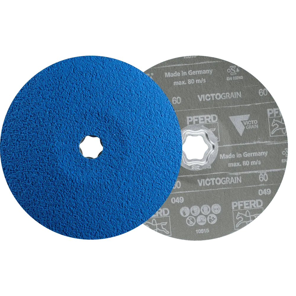 Produktfoto 1 von PFERD TOOLS COMBICLICK Fiberscheibe Ø 180mm VICTOGRAIN-COOL60 für Stahl und Edelstahl, 25 Stk.