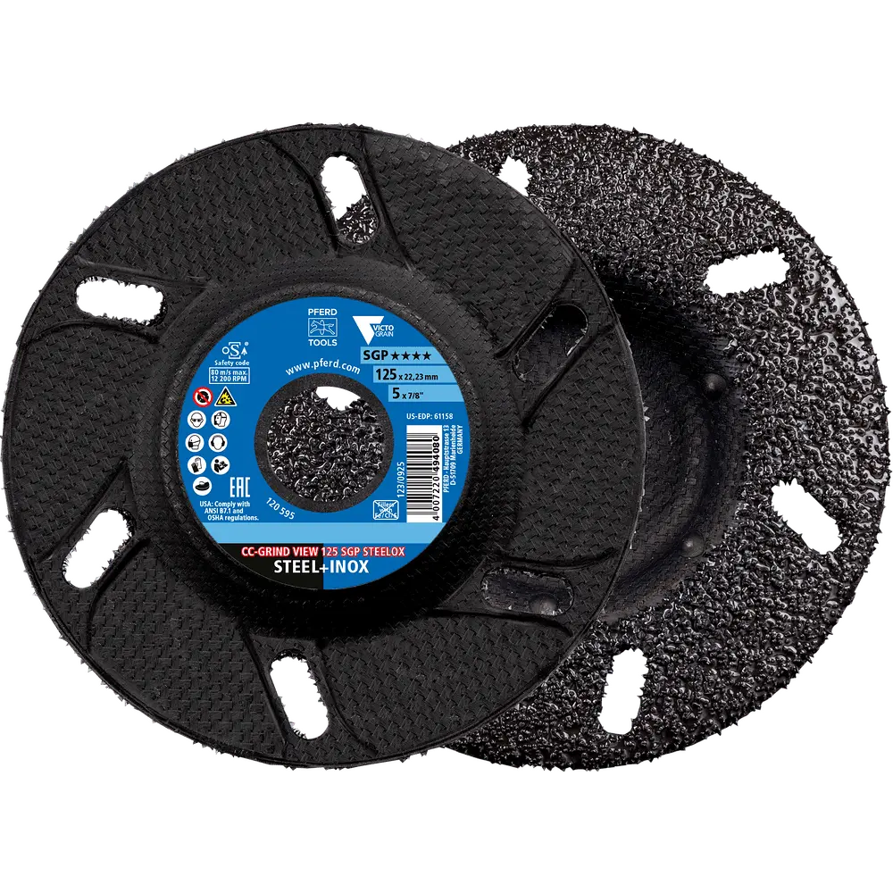 Produktfoto 1 von PFERD TOOLS CC-GRIND VIEW Schleifscheibe 125x22,23 mm Speziallinie SGP STEELOX für Stahl/Edelstahl, 10 Stk.