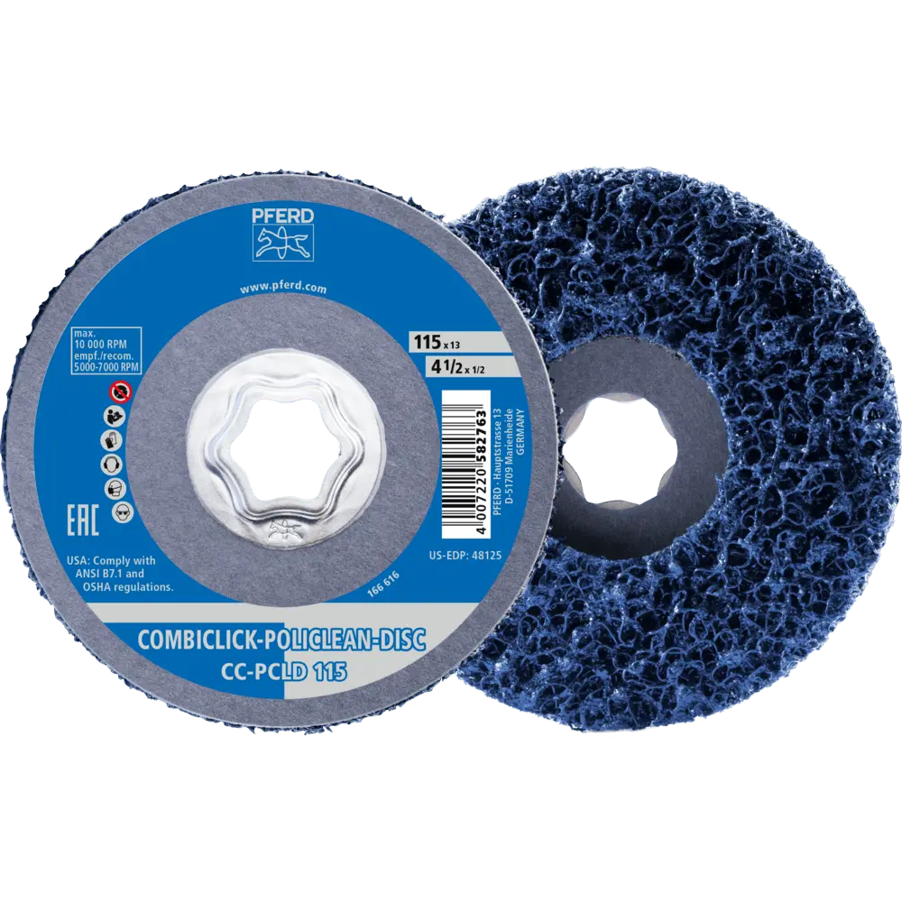 Produktfoto 1 von PFERD TOOLS COMBICLICK POLICLEAN PLUS PCLD Reinigungsvlies Ø 115x13 mm für grobe Reinigungsarbeiten, 5 Stk.