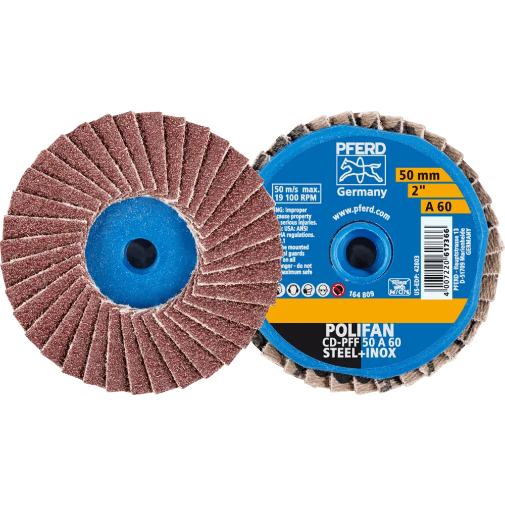 Produktfoto 1 von PFERD TOOLS COMBIDISC Korund Mini-POLIFAN CD Ø 50mm A60 für universelle Anwendungen, 10 Stk.