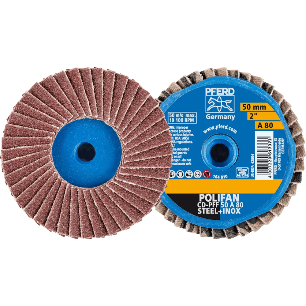 Produktfoto 1 von PFERD TOOLS COMBIDISC Korund Mini-POLIFAN CD Ø 50mm A80 für universelle Anwendungen, 10 Stk.