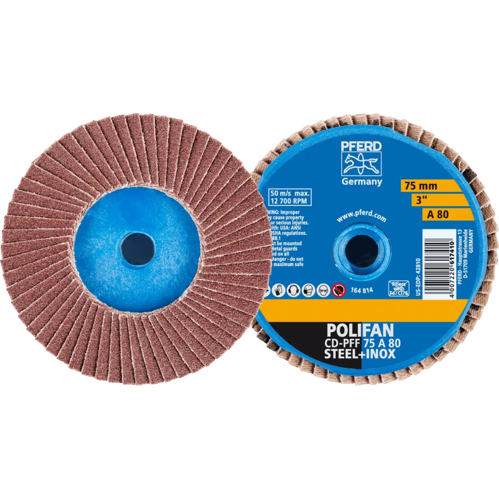 Produktfoto 1 von PFERD TOOLS COMBIDISC Korund Mini-POLIFAN CD Ø 75 mm A80 für universelle Anwendungen, 10 Stk.