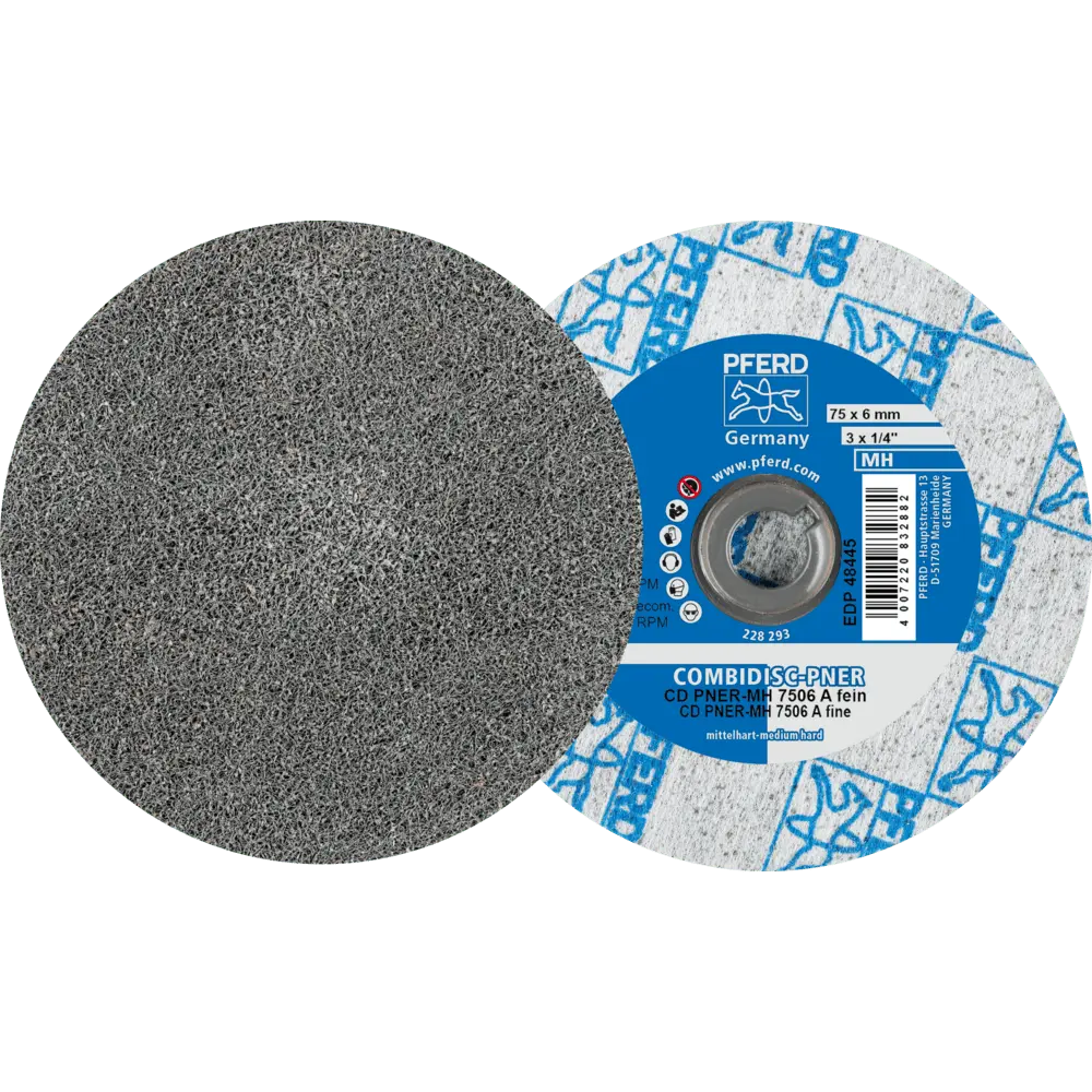 Produktfoto 1 von PFERD TOOLS COMBIDISC verpresste Vliesronde CD PNER Ø 75 mm Mittelhart A Fein für Finish, 25 Stk.