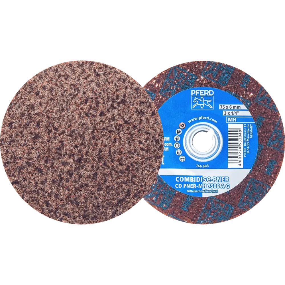Produktfoto 1 von PFERD TOOLS COMBIDISC verpresste Vliesronde CD PNER Ø 75mm Mittelhart A Grob für Finish, 25 Stk.