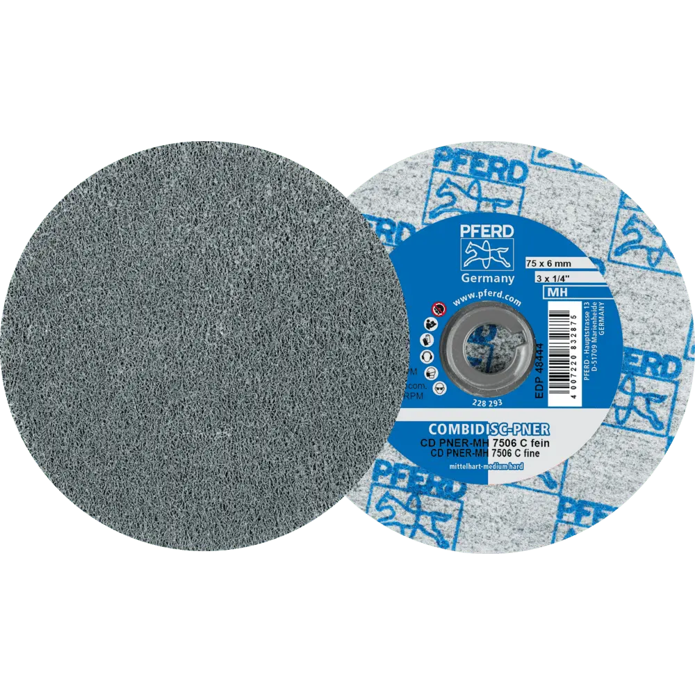 Produktfoto 1 von PFERD TOOLS COMBIDISC verpresste Vliesronde CD PNER Ø 75 mm Mittehart SIC Fein für Finish, 25 Stk.