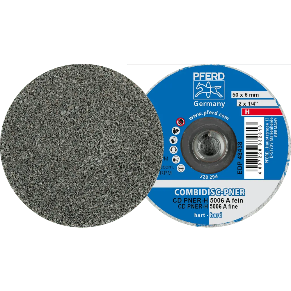 Produktfoto 1 von PFERD TOOLS COMBIDISC verpresste Vliesronde CD PNER Ø 50mm Hart A Fein für Finish, 25 Stk.