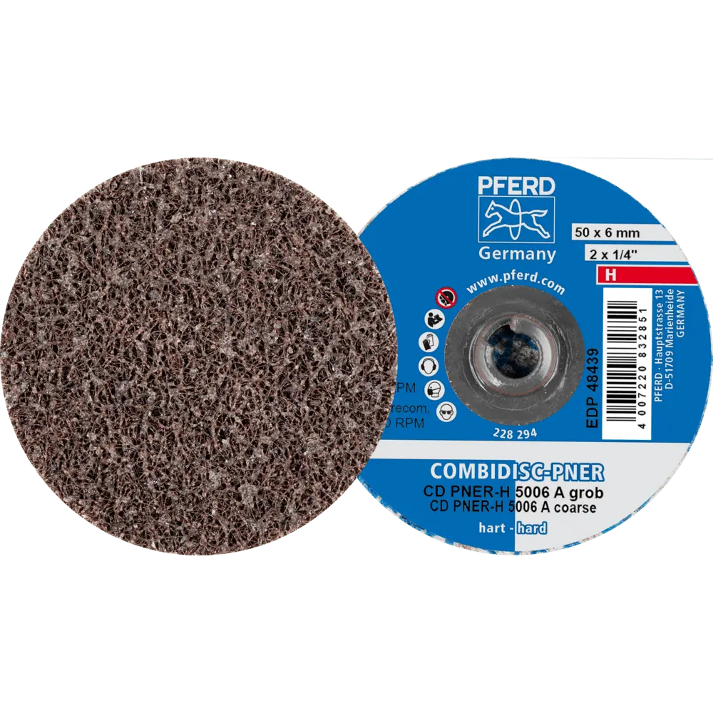 Produktfoto 1 von PFERD TOOLS COMBIDISC verpresste Vliesronde CD PNER Ø 50mm Hart A Grob für Finish, 25 Stk.