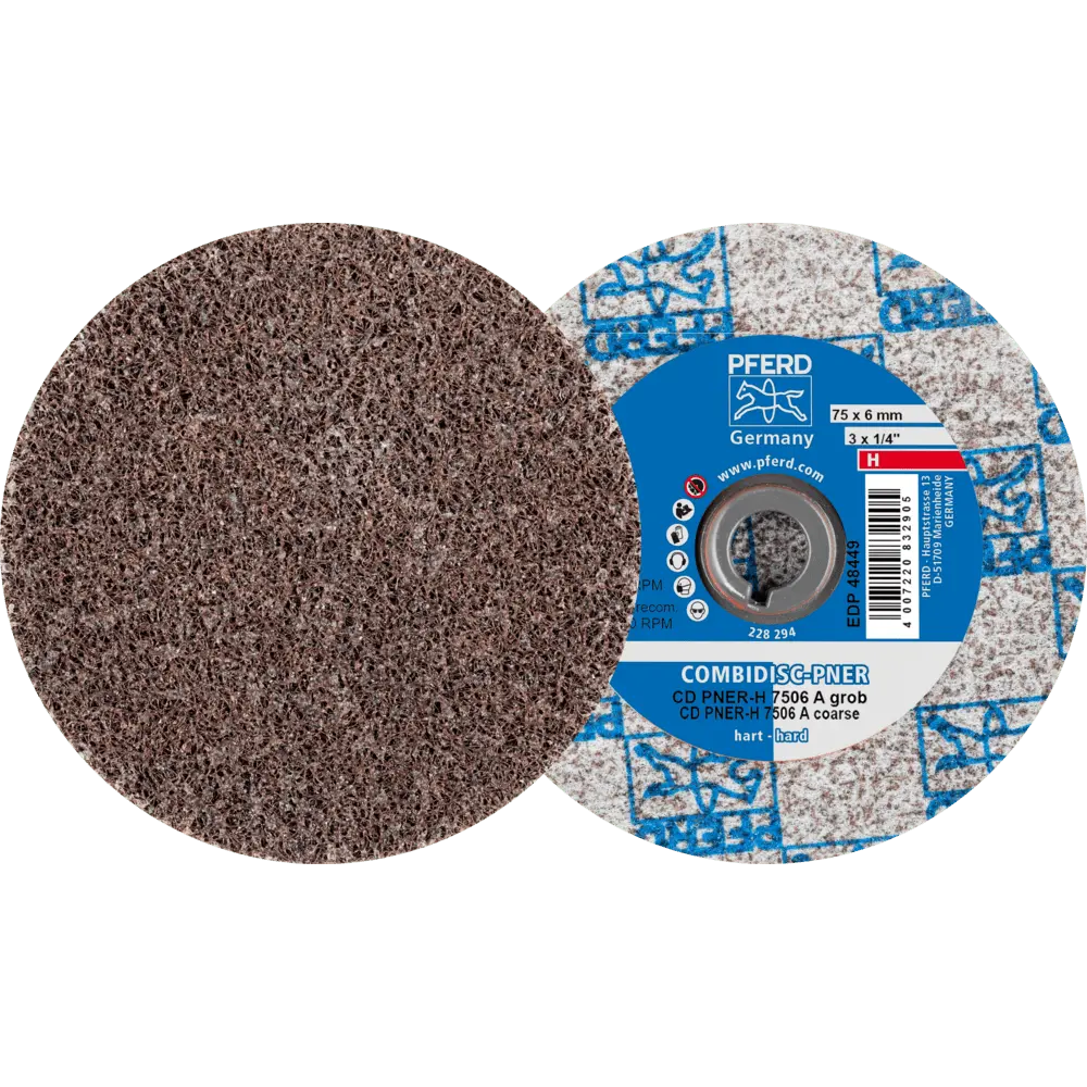 Produktfoto 1 von PFERD TOOLS COMBIDISC verpresste Vliesronde CD PNER Ø 75 mm Hart A Grob für Finish, 25 Stk.