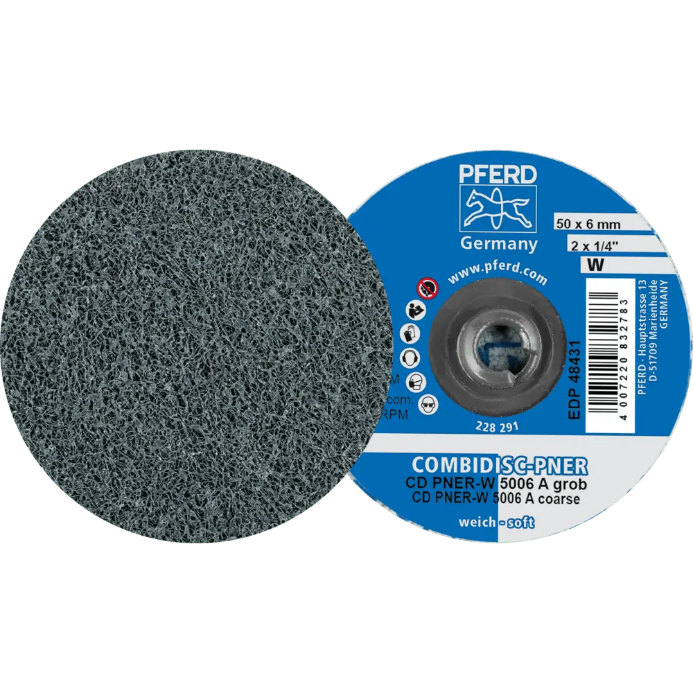 Produktfoto 1 von PFERD TOOLS COMBIDISC verpresste Vliesronde CC PNER Ø 50mm Weich A Grob für Finish, 25 Stk.