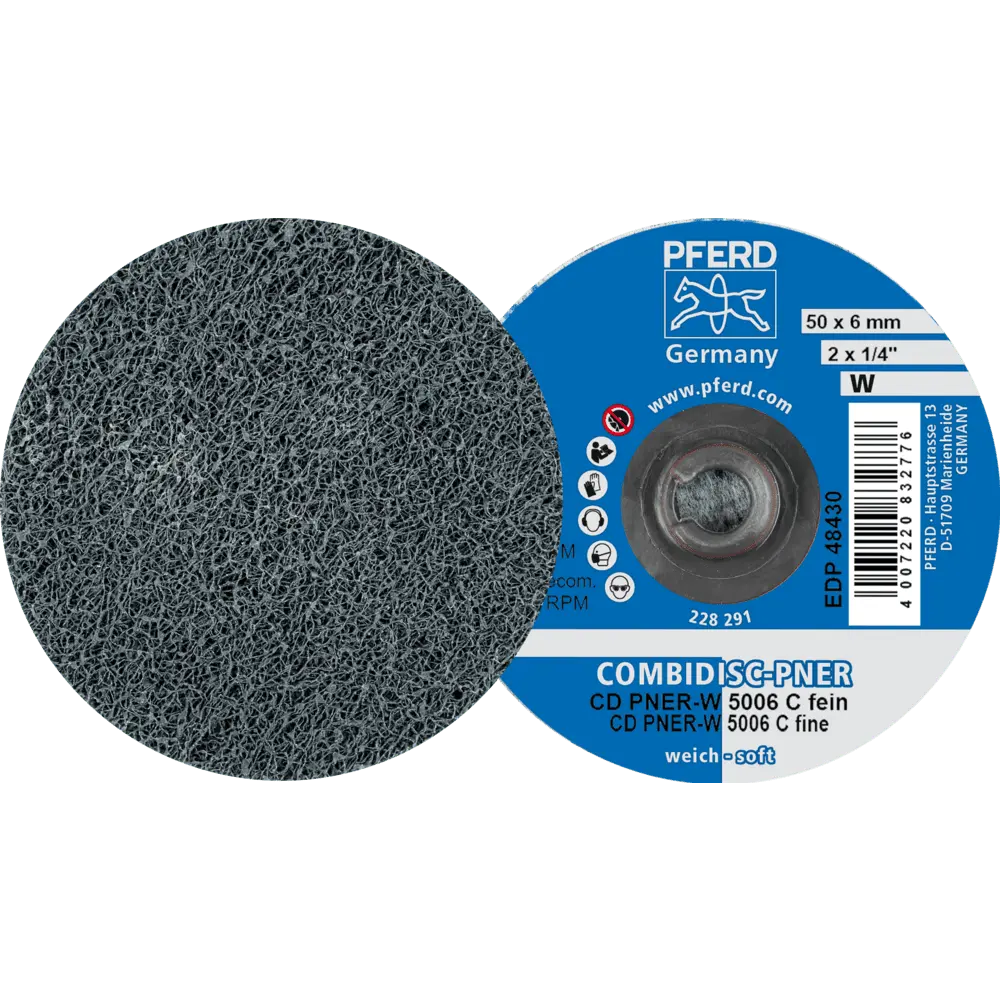 Produktfoto 1 von PFERD TOOLS COMBIDISC verpresste Vliesronde CD PNER Ø 50mm Weich SIC Fein für Finish, 25 Stk.