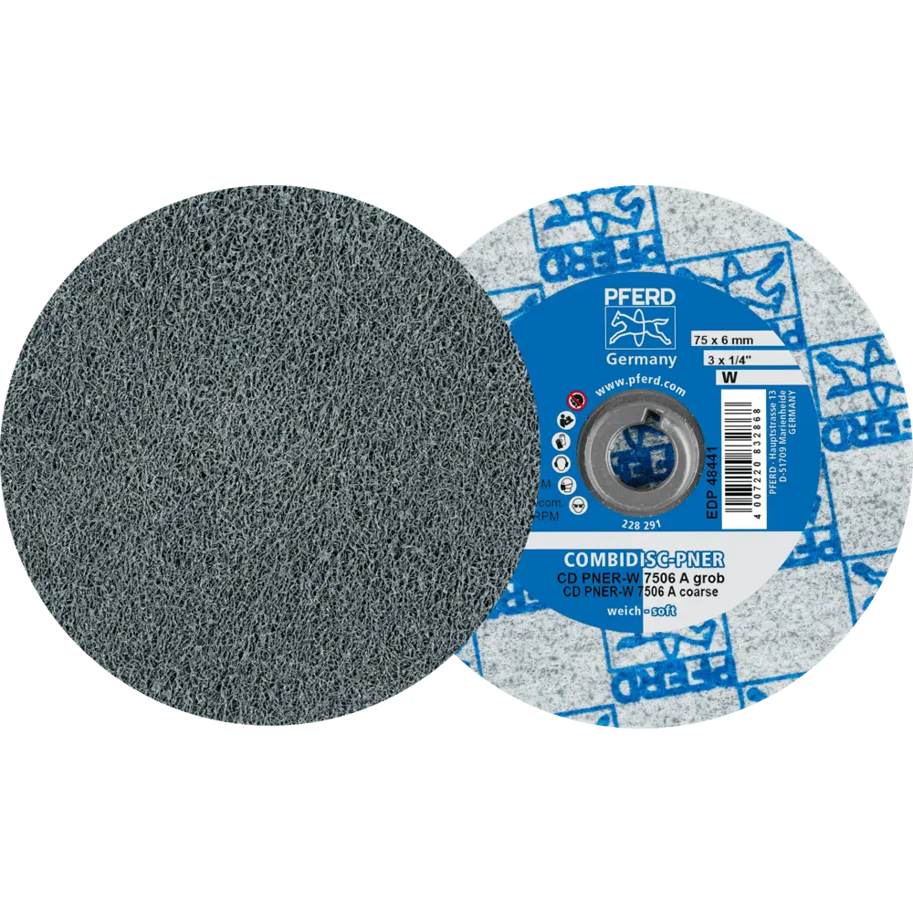 Produktfoto 1 von PFERD TOOLS COMBIDISC verpresste Vliesronde CD PNER Ø 75 mm Weich A Grob für Finish, 25 Stk.
