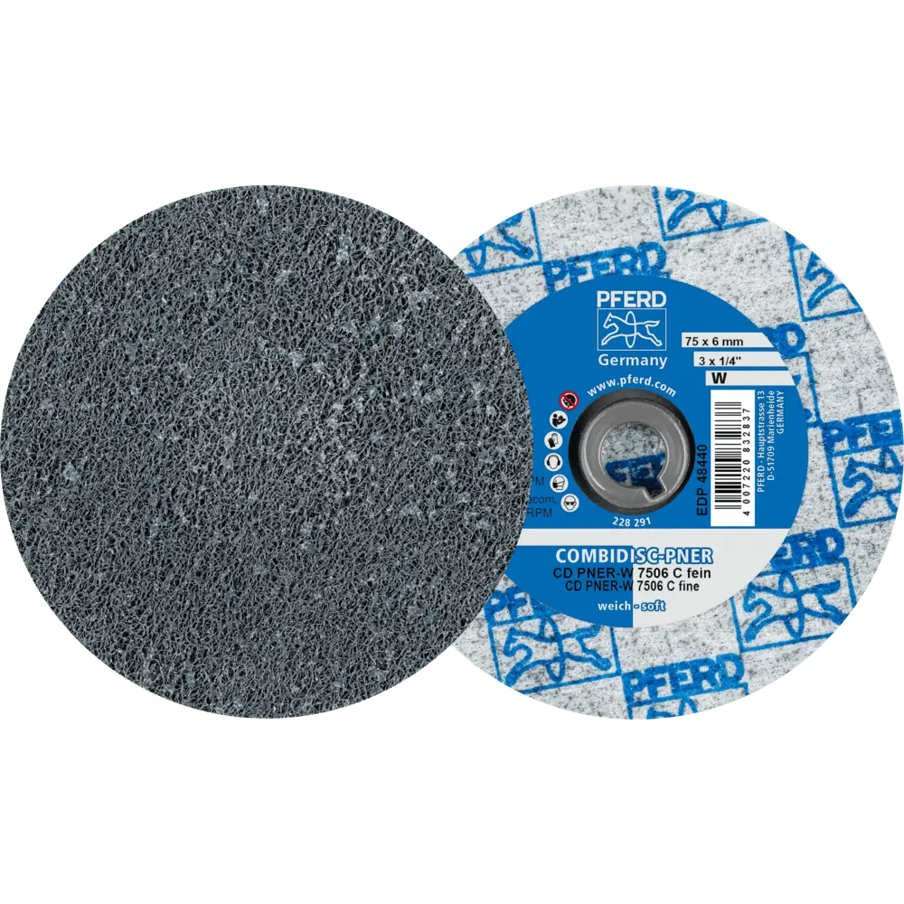 Produktfoto 1 von PFERD TOOLS COMBIDISC verpresste Vliesronde CD PNER Ø 75 mm Weich SIC Fein für Finish, 25 Stk.