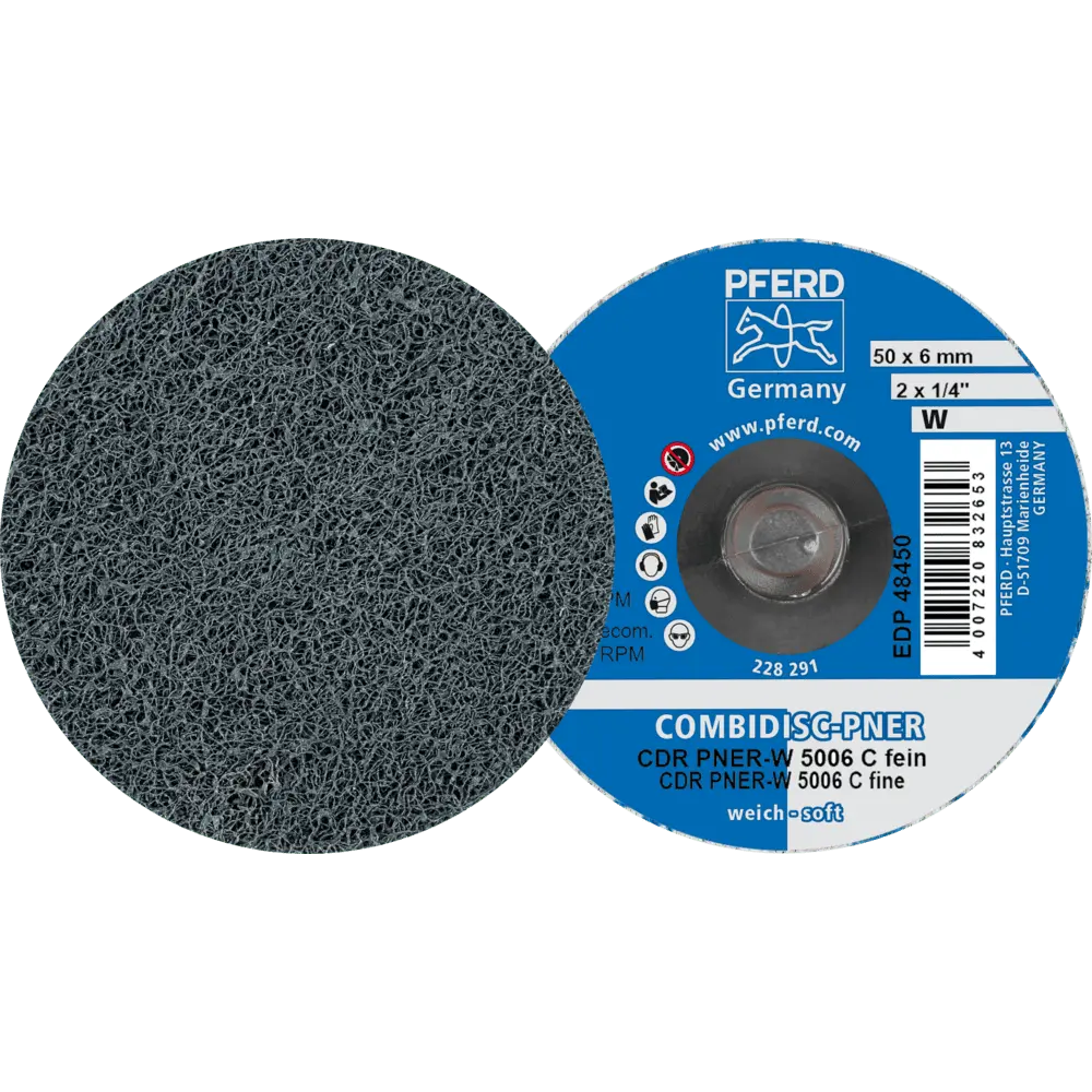 Produktfoto 1 von PFERD TOOLS COMBIDISC verpresste Vliesronde CDR PNER Ø 50mm Weich SIC Fein für Finish, 25 Stk.