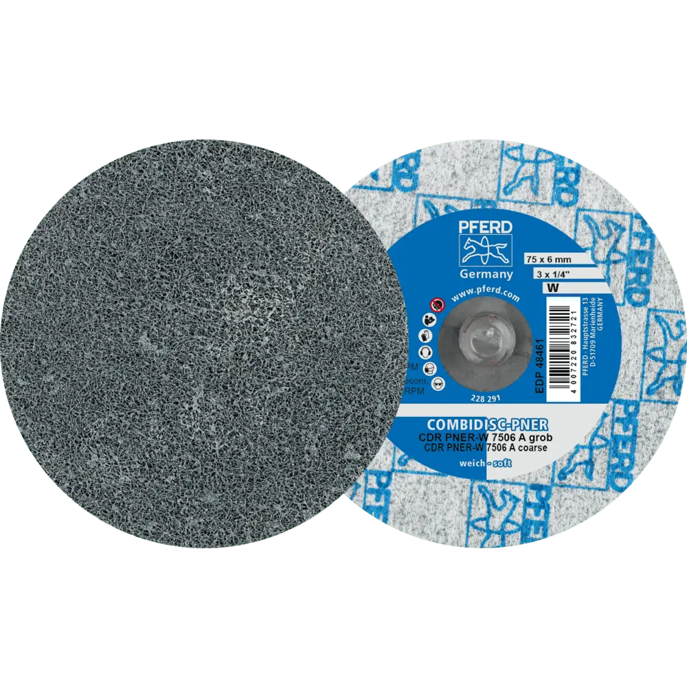 Produktfoto 1 von PFERD TOOLS COMBIDISC verpresste Vliesronde CDR PNER Ø 75 mm Weich A Grob für Finish, 25 Stk.
