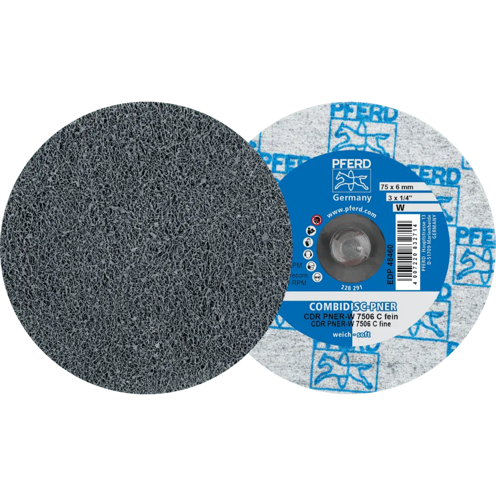 Produktfoto 1 von PFERD TOOLS COMBIDISC verpresste Vliesronde CDR PNER Ø 75 mm Weich SIC Fein für Finish, 25 Stk.