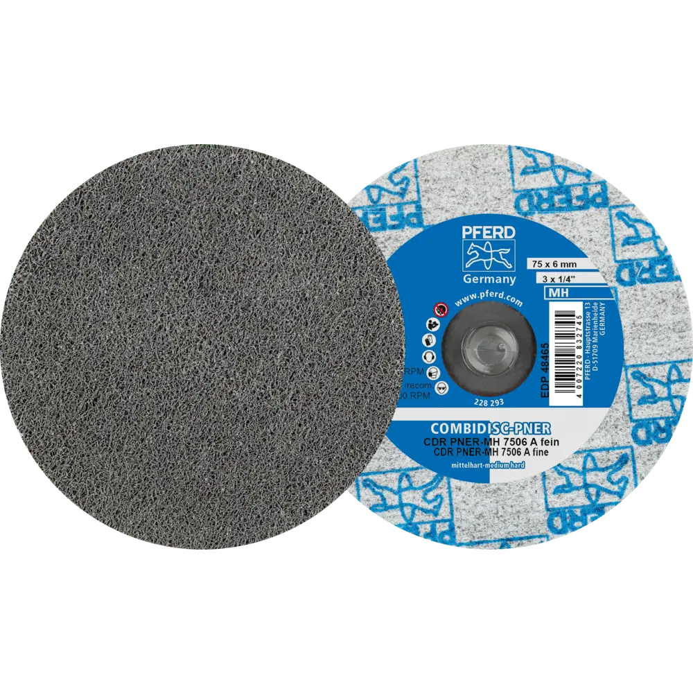 Produktfoto 1 von PFERD TOOLS COMBIDISC verpresste Vliesronde CDR PNER Ø 75 mm Mittelhart A Fein für Finish, 25 Stk.