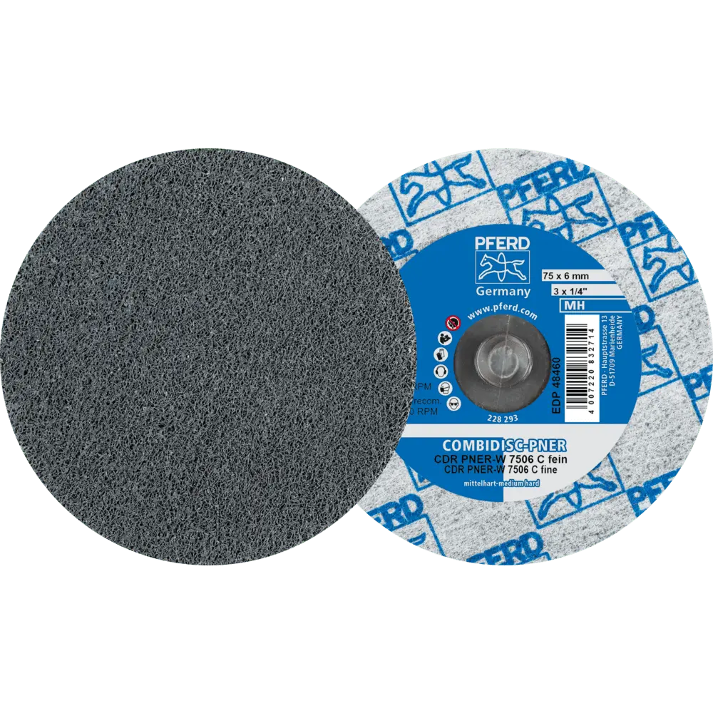 Produktfoto 1 von PFERD TOOLS COMBIDISC verpresste Vliesronde CDR PNER Ø 75 mm Mittehart SIC Fein für Finish, 25 Stk.