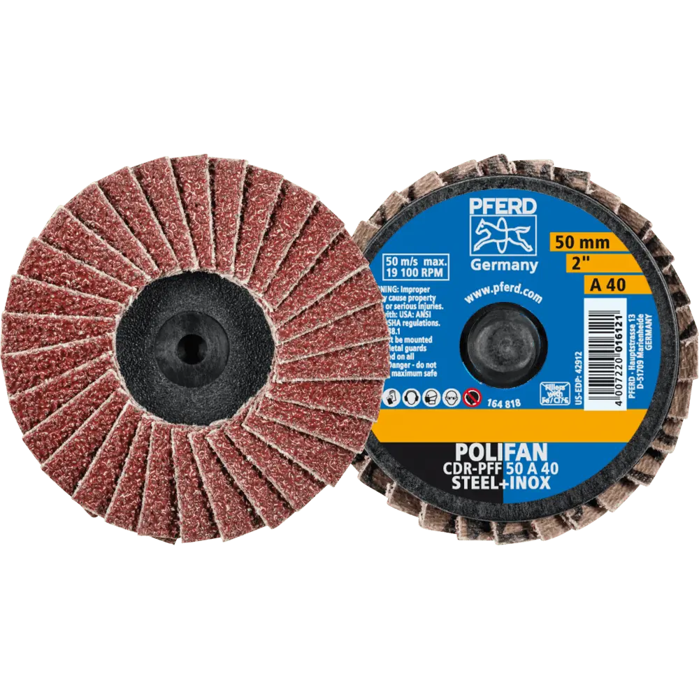 Produktfoto 1 von PFERD TOOLS COMBIDISC Korund Mini-POLIFAN CDR Ø 50mm A40 für universelle Anwendungen, 10 Stk.