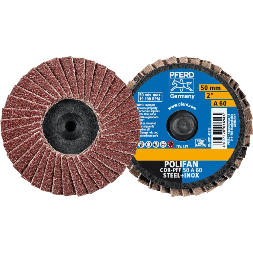 Produktfoto 1 von PFERD TOOLS COMBIDISC Korund Mini-POLIFAN CDR Ø 50mm A60 für universelle Anwendungen, 10 Stk.