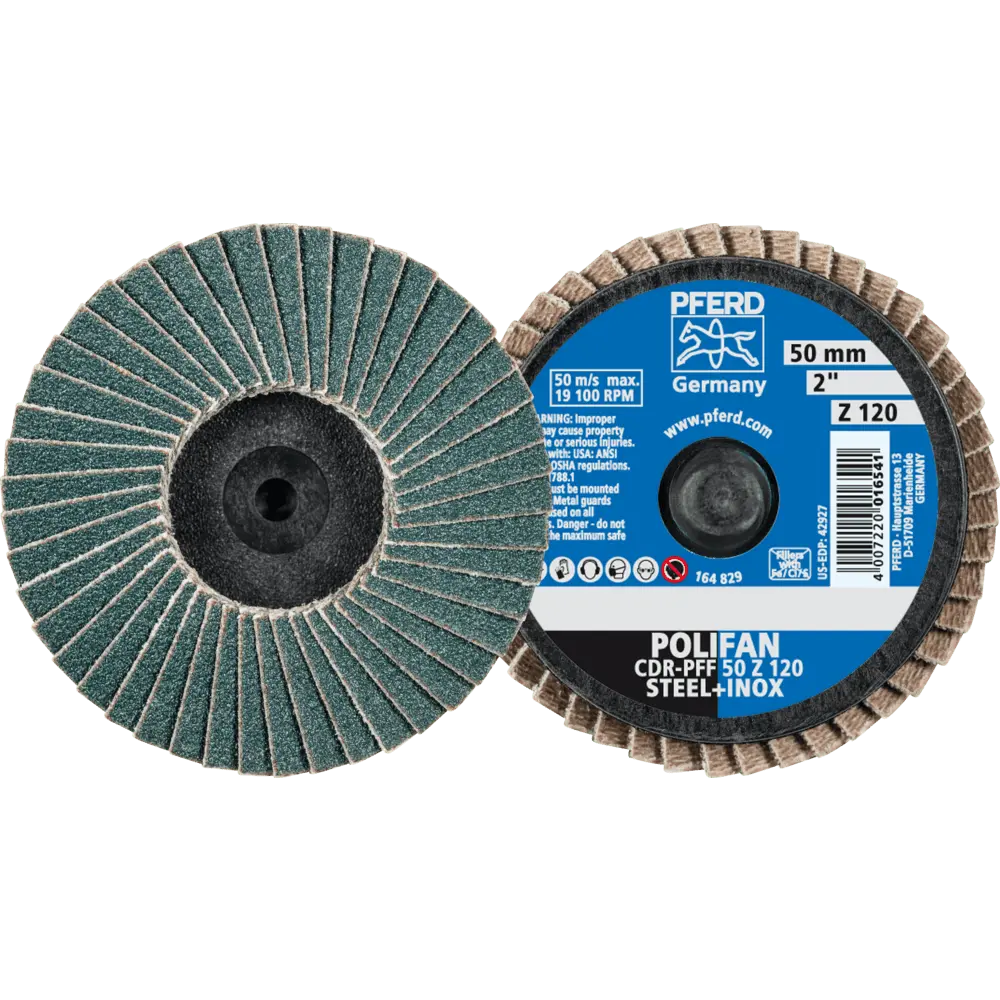 PFERD TOOLS COMBIDISC Zirkon Mini-POLIFAN CDR Ø 50mm Z120 für gehärteten Stahl, 10 Stk.