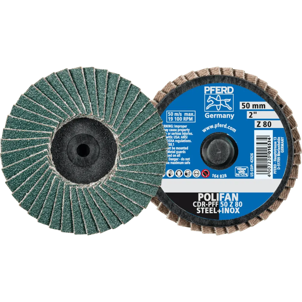 PFERD TOOLS COMBIDISC Zirkon Mini-POLIFAN CDR Ø 50mm Z80 für gehärteten Stahl, 10 Stk.