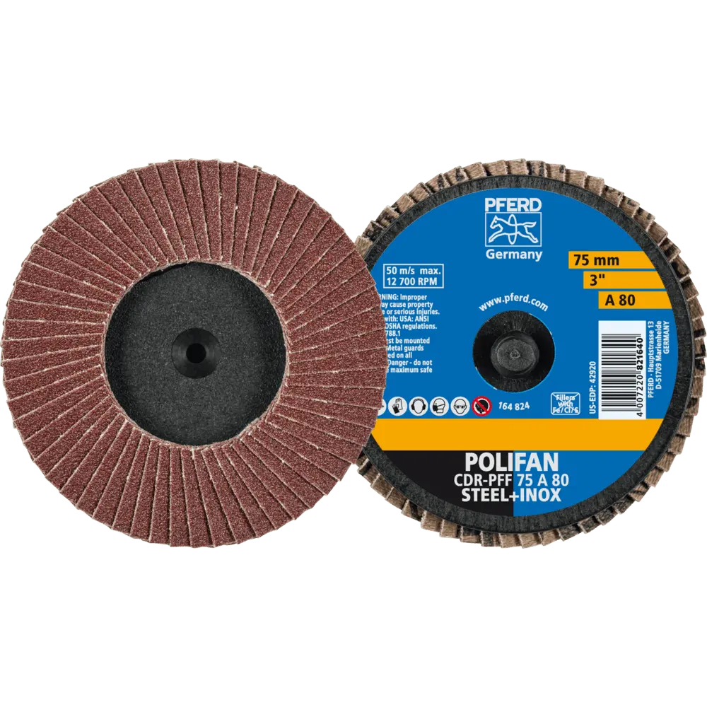 Produktfoto 1 von PFERD TOOLS COMBIDISC Korund Mini-POLIFAN CDR Ø 75 mm A80 für universelle Anwendungen, 10 Stk.