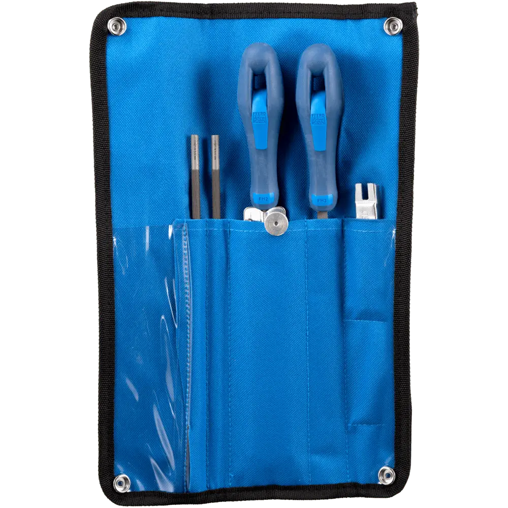 Produktfoto 1 von PFERD TOOLS Kettensägenschärf-Set 5,5 mm 5/32" für Kettenteilung 3/8", 404" in Rolltasche