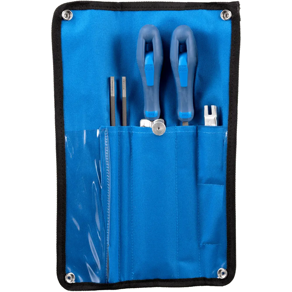 Produktfoto 1 von PFERD TOOLS Kettensägenschärf-Set 5,16 mm 13/64" für Kettenteilung 3/8" in Rolltasche