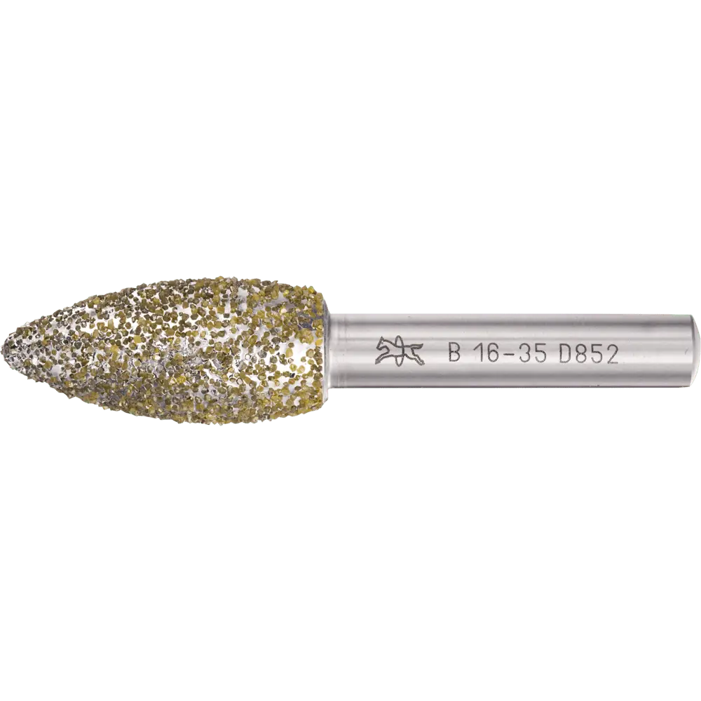 Produktfoto 1 von PFERD TOOLS Diamant-Schleifstift Flammenform 16x35x8 mm D852 zum Schleifen von Grau-und Sphäroguss