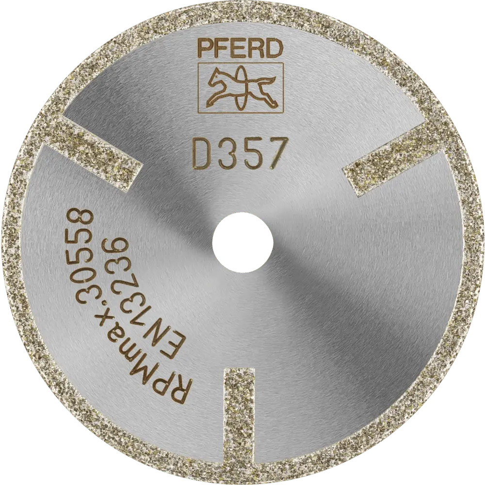 Produktfoto 1 von PFERD TOOLS Diamant-Trennscheibe D1A1R 50x2,0x6,0mm D357 (grob) mit Schutzsegment für GFK/CFK