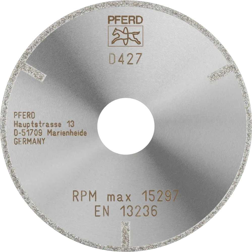 Produktfoto 1 von PFERD TOOLS Diamant-Trennscheibe D1A1R 100x2,0x22,23 mm D427 (grob) mit Schutzsegment für GFK/CFK