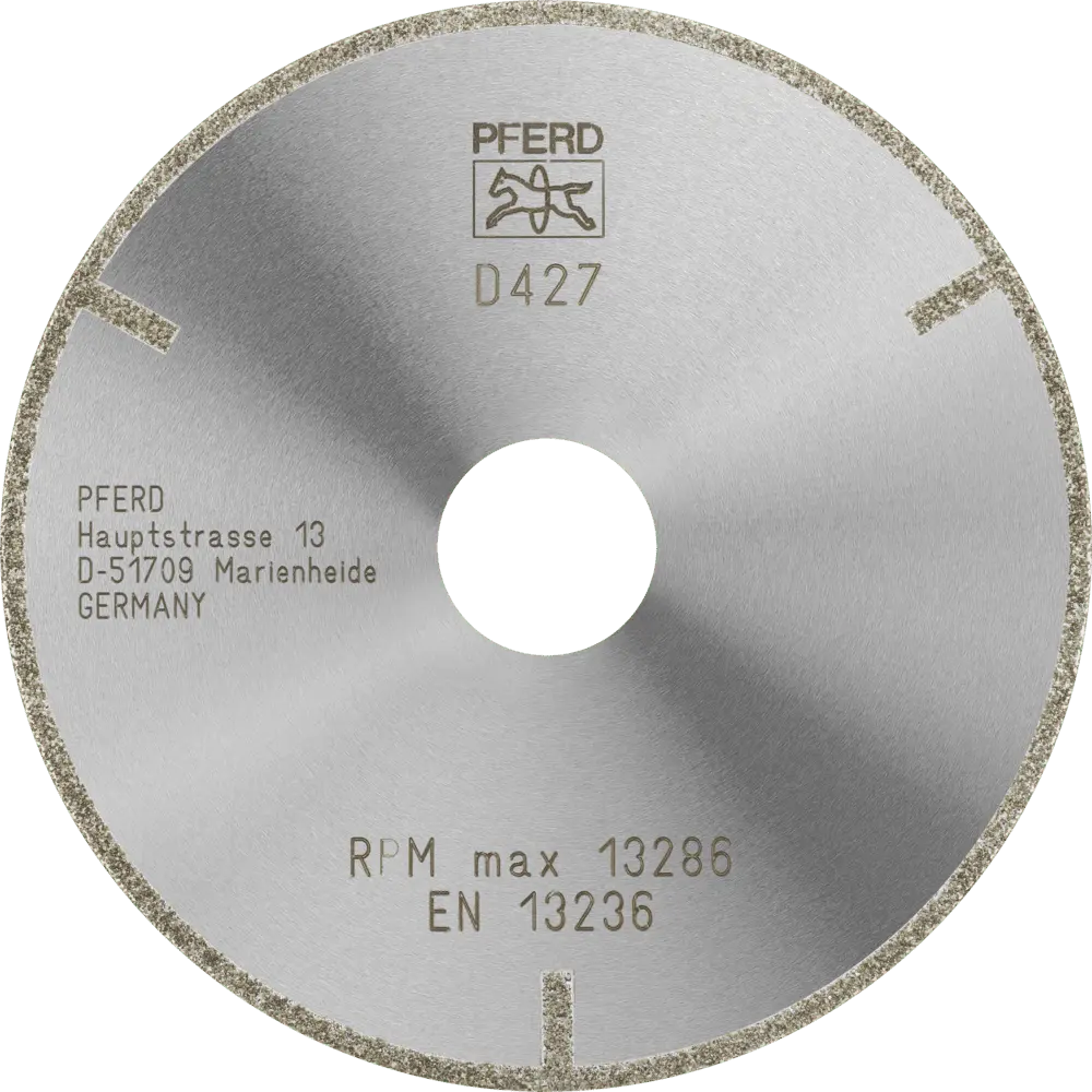 Produktfoto 1 von PFERD TOOLS Diamant-Trennscheibe D1A1R 115x2,0x22,23 mm D427 (grob) mit Schutzsegment für GFK/CFK
