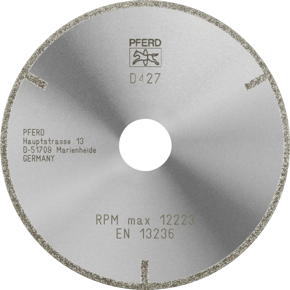 PFERD TOOLS Diamant-Trennscheibe D1A1R 125x2,0x22,23 mm D427 (grob) mit Schutzsegment für GFK/CFK