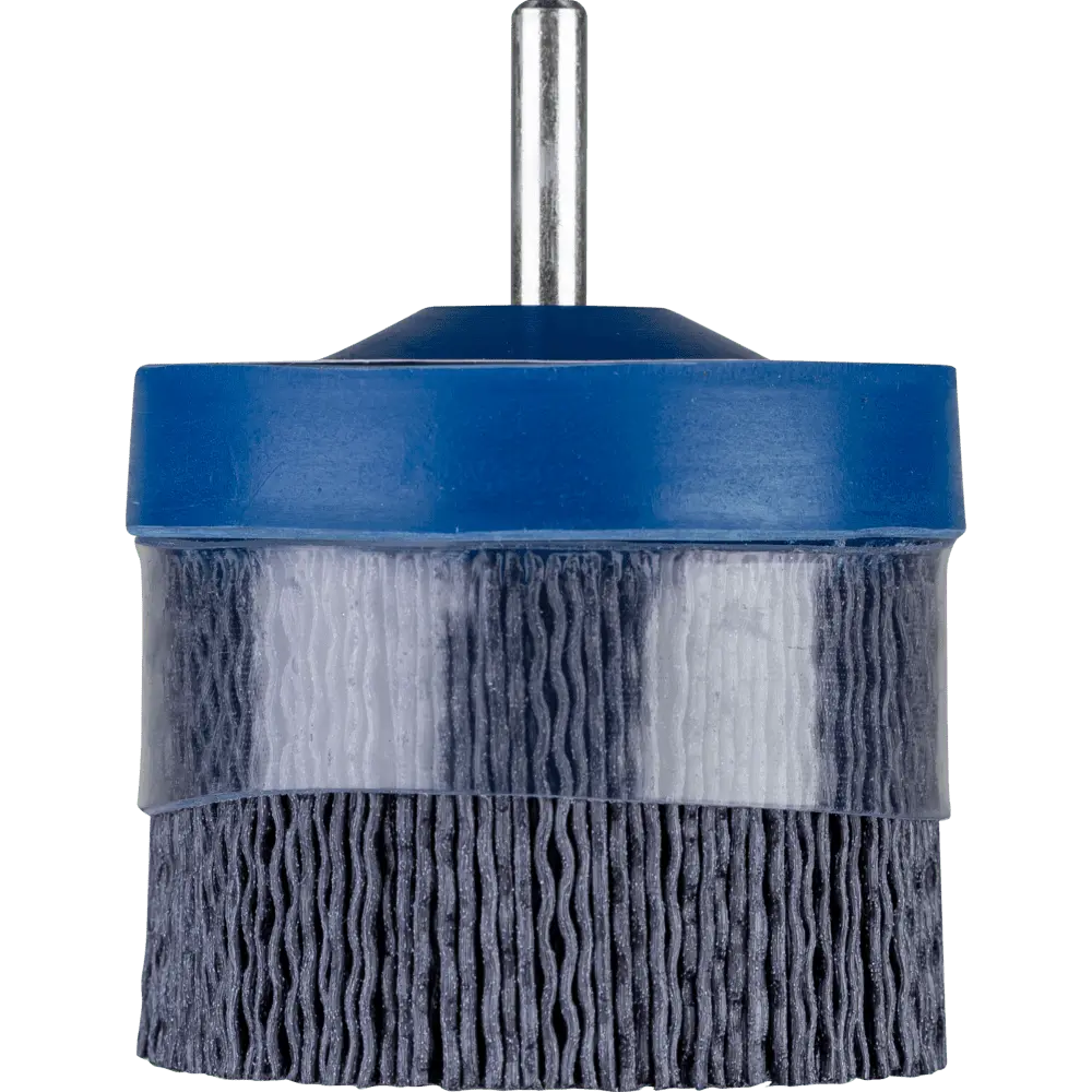 Produktfoto 1 von PFERD TOOLS COMPOSITE Tellerbürste DBUR Ø 63 mm Schaft-Ø 6 mm Keramik-Filament-Ø 1,10mm Korn 120 stationär