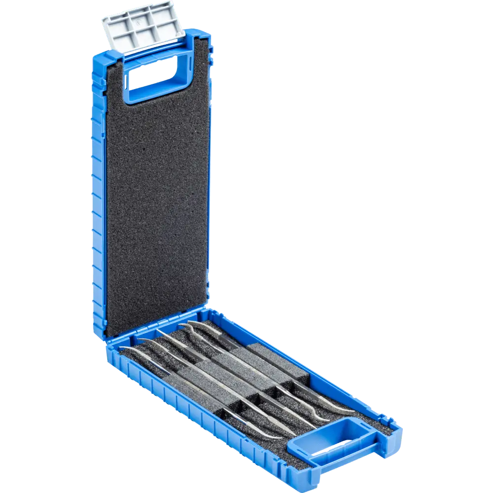 Produktfoto 1 von PFERD TOOLS Diamant-Riffelfeilen-Set 5-tlg. 150mm D126 (mittel) für komplexe Geometrien