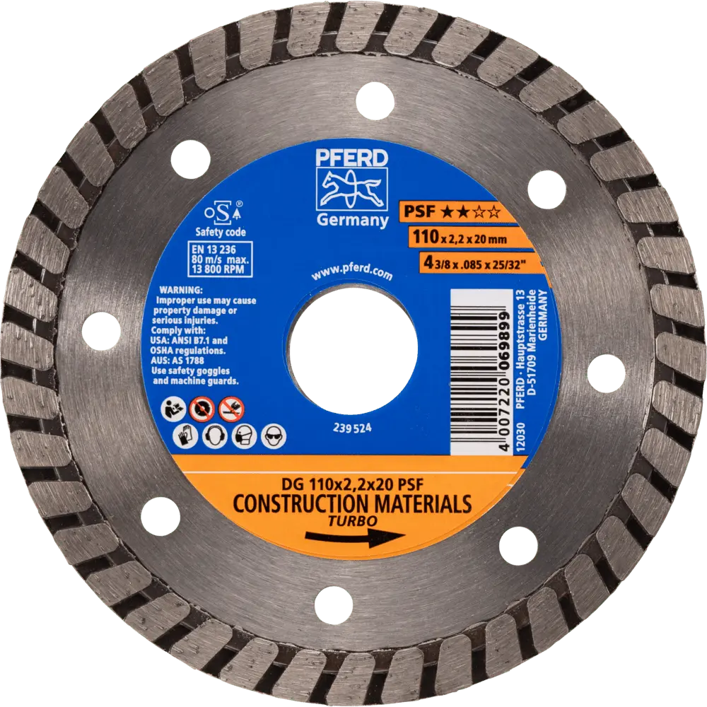 Produktfoto 1 von PFERD TOOLS Diamant-Trennscheibe DG 110x2,2x20 mm START z. Trennen v. Stein/Beton,hohe Schnittqualität