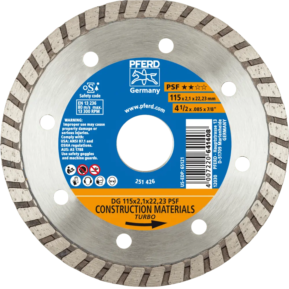 Produktfoto 1 von PFERD TOOLS Diamant-Trennscheibe DG 115x2,1x22,23 mm PSF z. Trennen v. Stein/Beton,hohe Schnittqualität