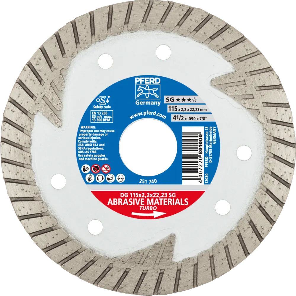 Produktfoto 1 von PFERD TOOLS Diamant-Trennscheibe DG 115x2,2x22,23 mm SG z. Trennen v. Stein/Beton,hohe Schnittqualität