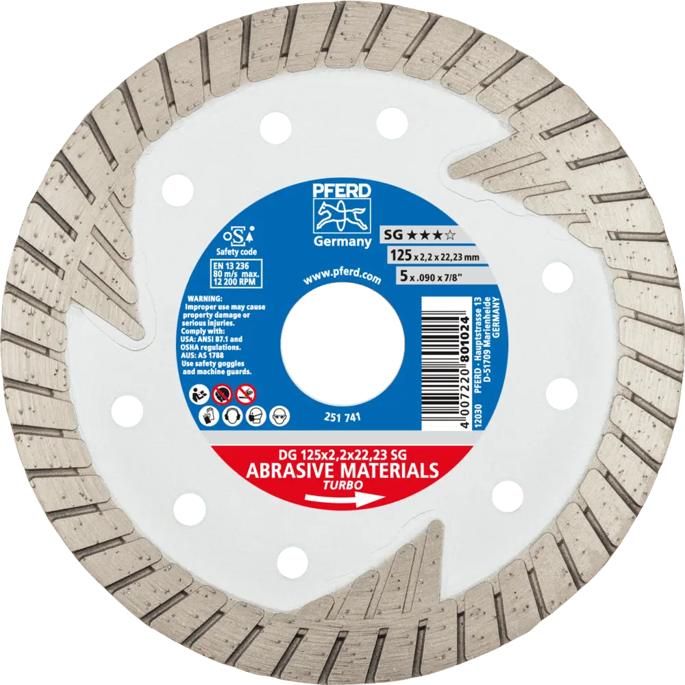 Produktfoto 1 von PFERD TOOLS Diamant-Trennscheibe DG 125x2,2x22,23 mm SG z. Trennen v. Stein/Beton,hohe Schnittqualität
