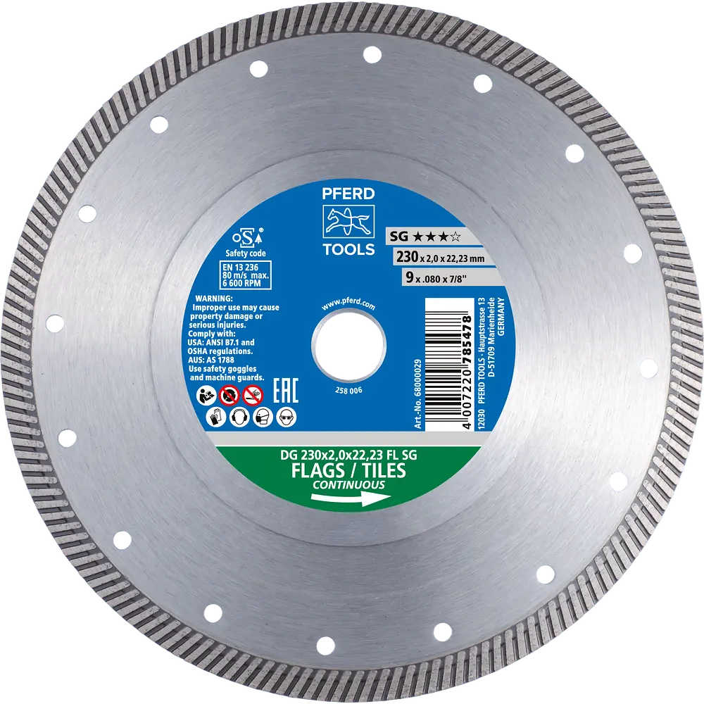 Produktfoto 1 von PFERD TOOLS Diamant-Trennscheibe DG FL 350x2,4x25,4 mm SG z. Trennen v. Fliesen, hohe Schnittqualität