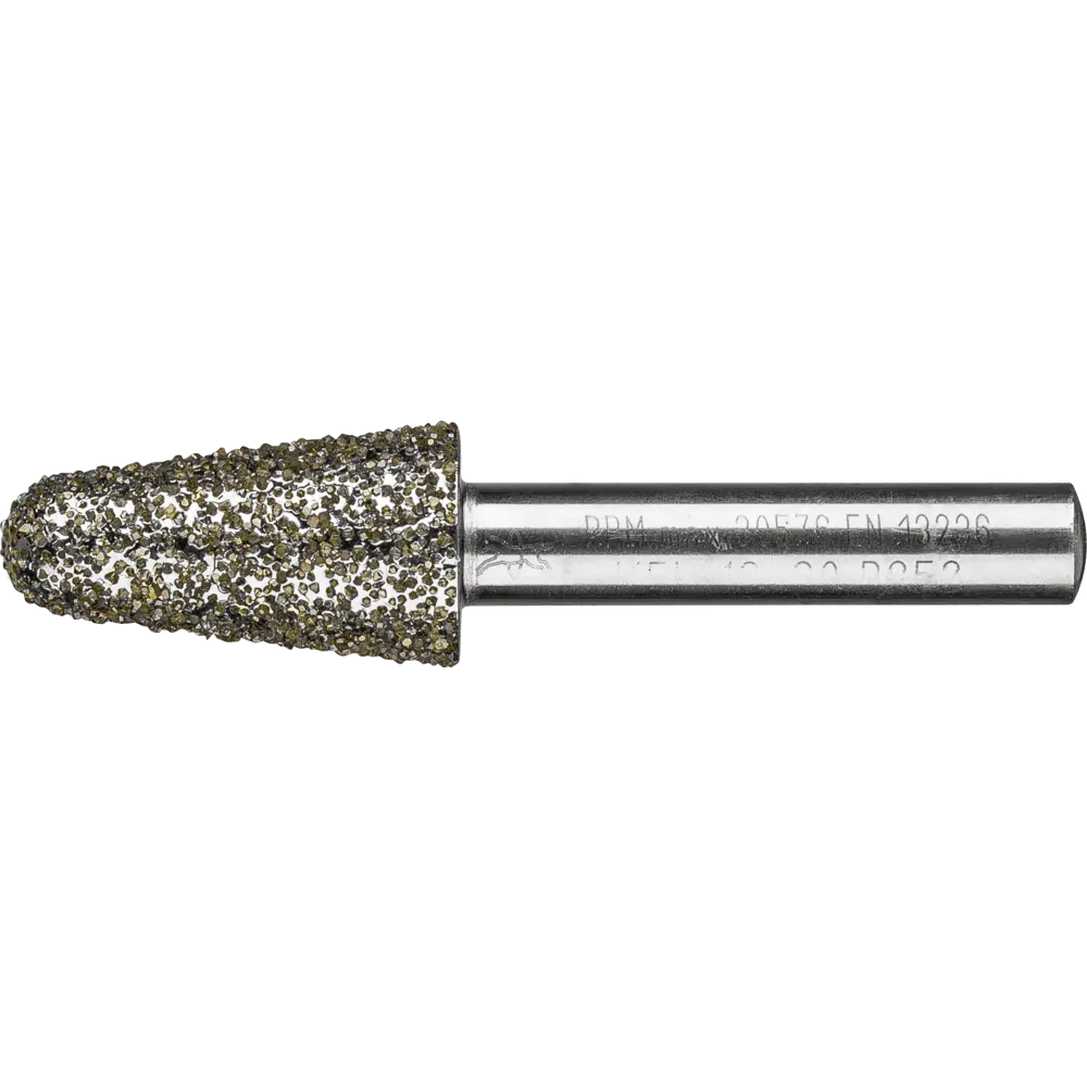 Produktfoto 1 von PFERD TOOLS Diamant-Schleifstift Kegel Ø16,0mm Schaft-Ø8 mm D852 (sehr grob) zum Schleifen von Grau-und Sphäroguss