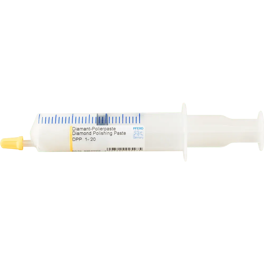 Produktfoto 1 von PFERD TOOLS Diamantpolierpaste DPP Korngröße 1µ ultra fein Spritze mit 20g für hartes Material