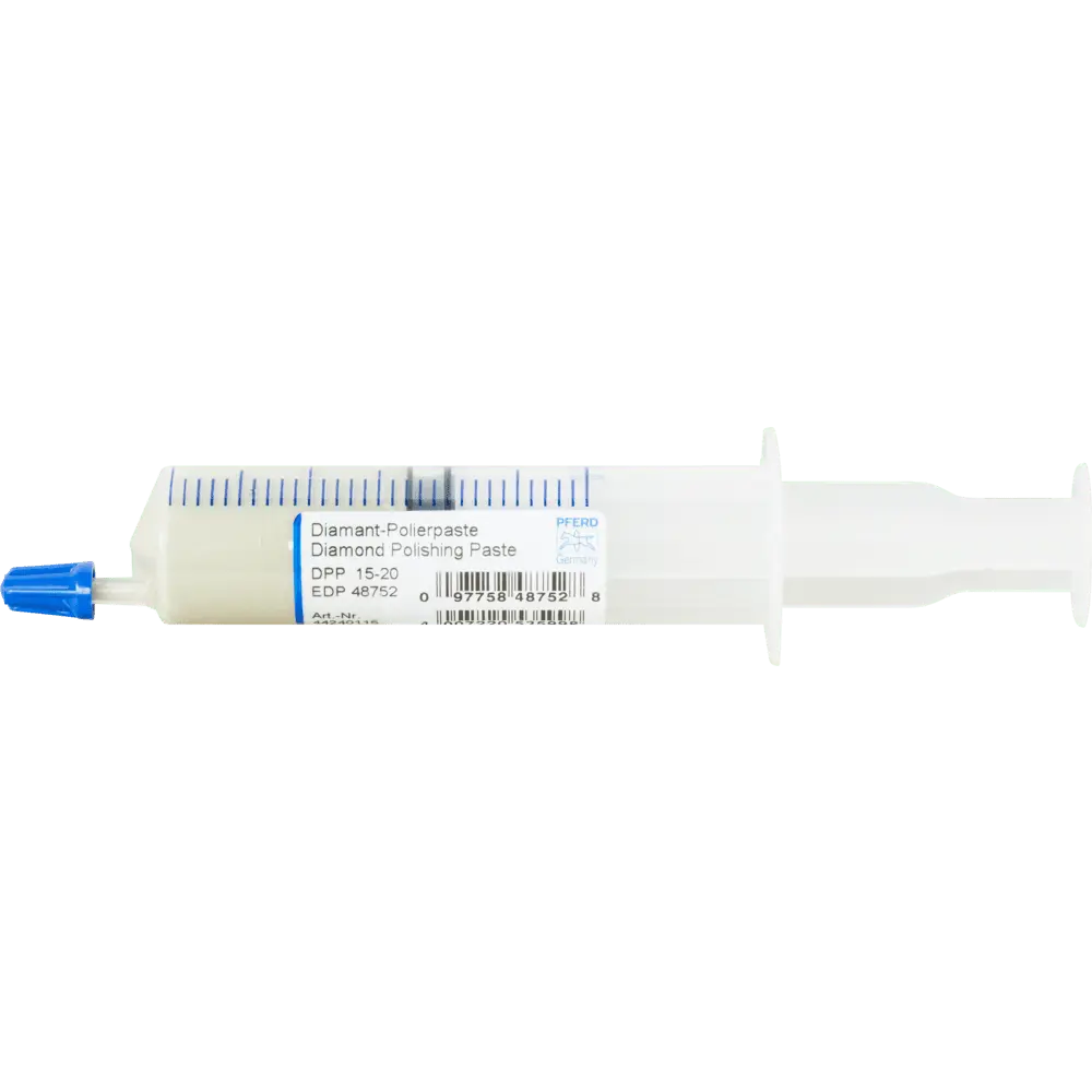 Produktfoto 1 von PFERD TOOLS Diamantpolierpaste DPP Korngröße 15µ mittel Spritze mit 20g für hartes Material