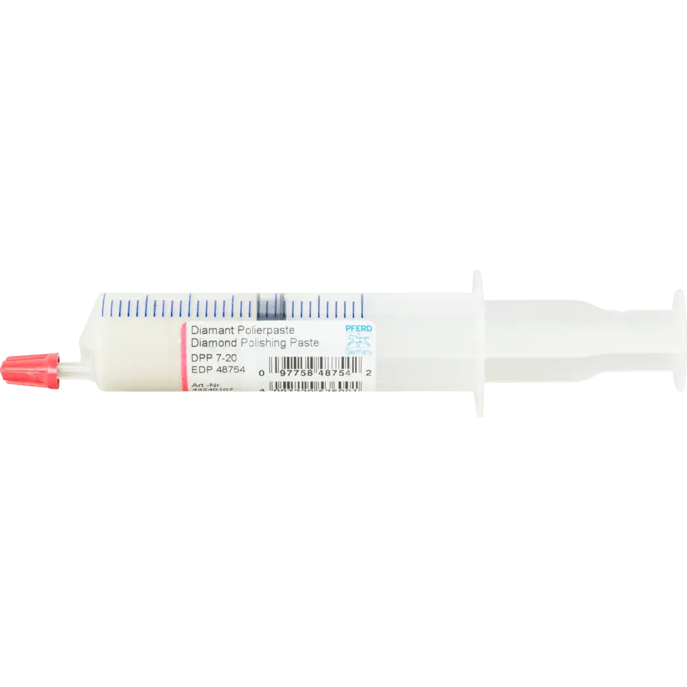 Produktfoto 1 von PFERD TOOLS Diamantpolierpaste DPP Korngröße 7µ fein Spritze mit 20g für hartes Material